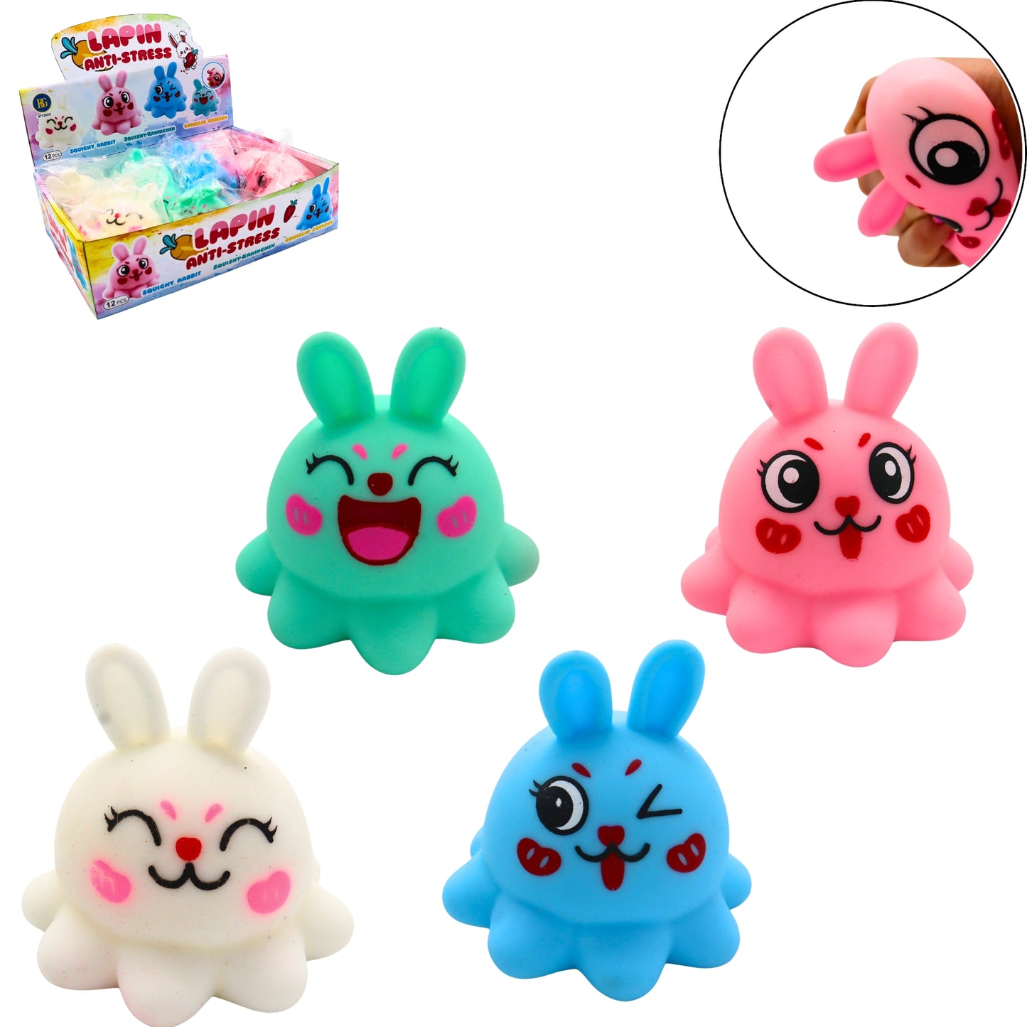 LAPIN PIEUVRE ANTISTRESS 8,5 CM X12PCS (BG12666) 288