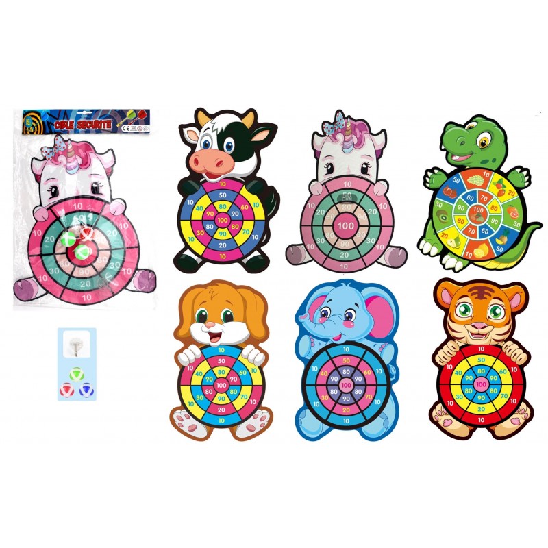 CIBLE VELCRO ANIMAUX 40 CM 3 BALLES (BG22221)