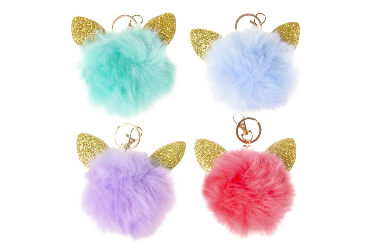 PORTE CLE BOULE OREILLES DE CHAT 8CM X12PCS (LG9858)