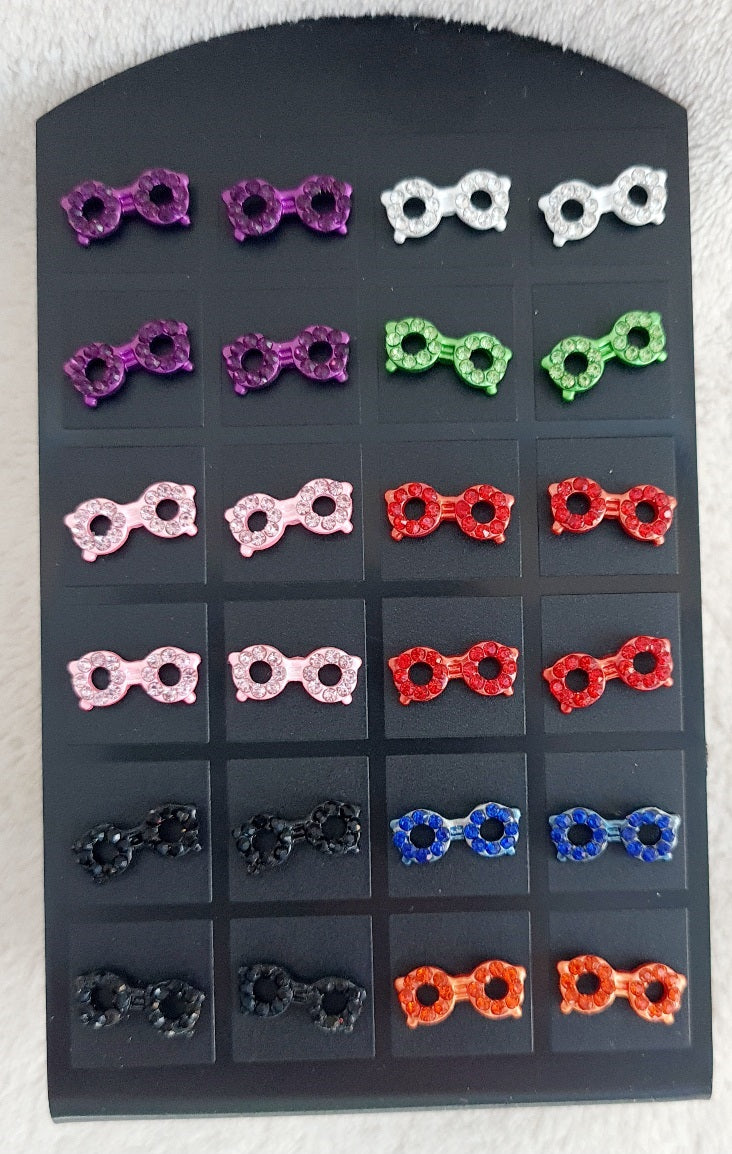 BOUCLES D'OREILLES LUNETTES X12 PAIRES (TF18050)