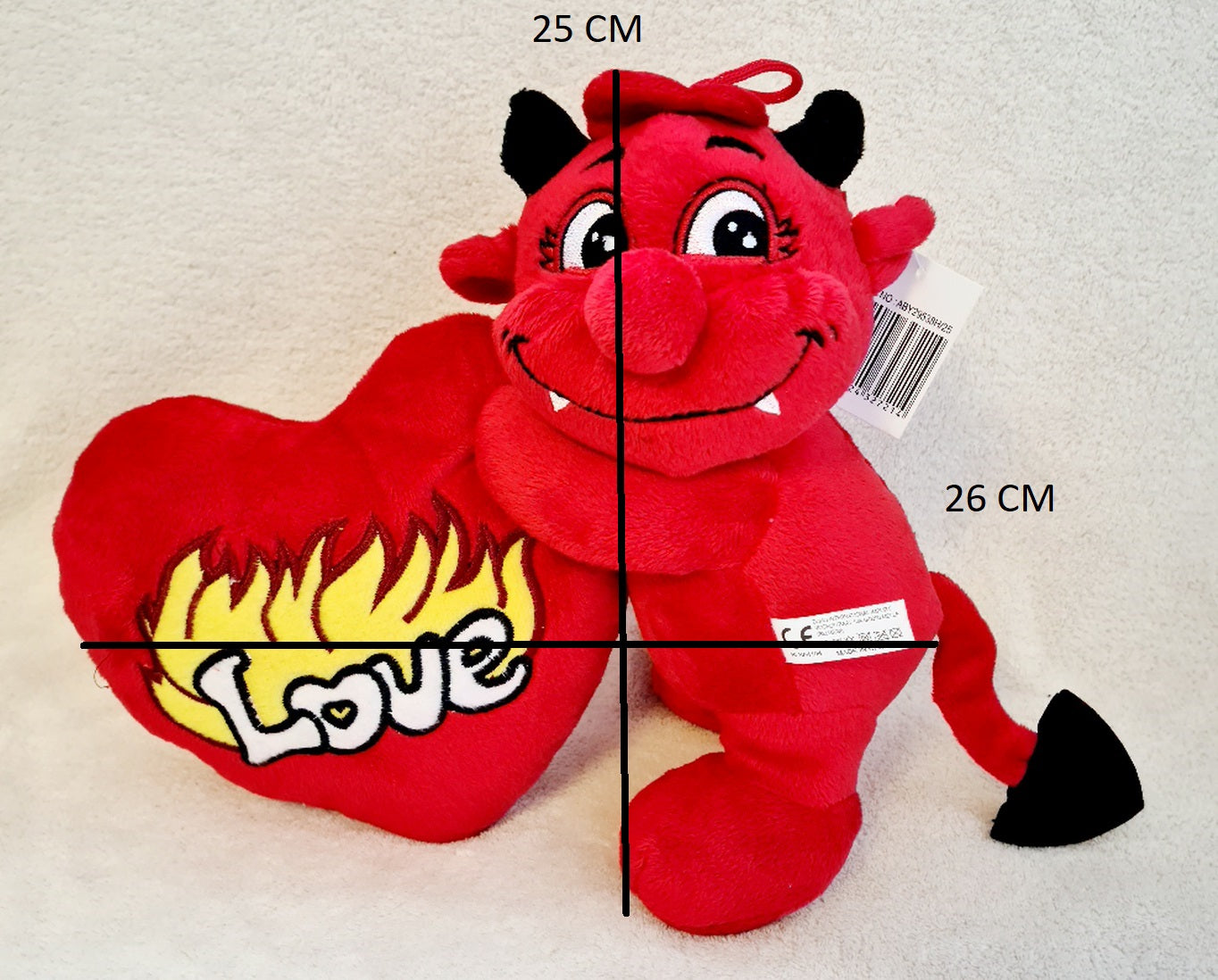 PELUCHE DIABLE COEUR ROUGE 25CM (DO29538) 6