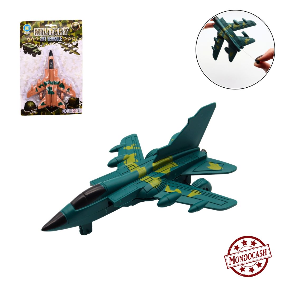 Jouet avion de chasse militaire avec tirette : prenez les commandes de cet avion de chasse et imaginez de nombreuses missions aériennes. Équipé d'un mécanisme à rétrofriction, il suffit de tirer sur la tirette et de le voir avancer tout seul. Un jouet idéal pour les amateurs d'aviation et les jeux d'action.