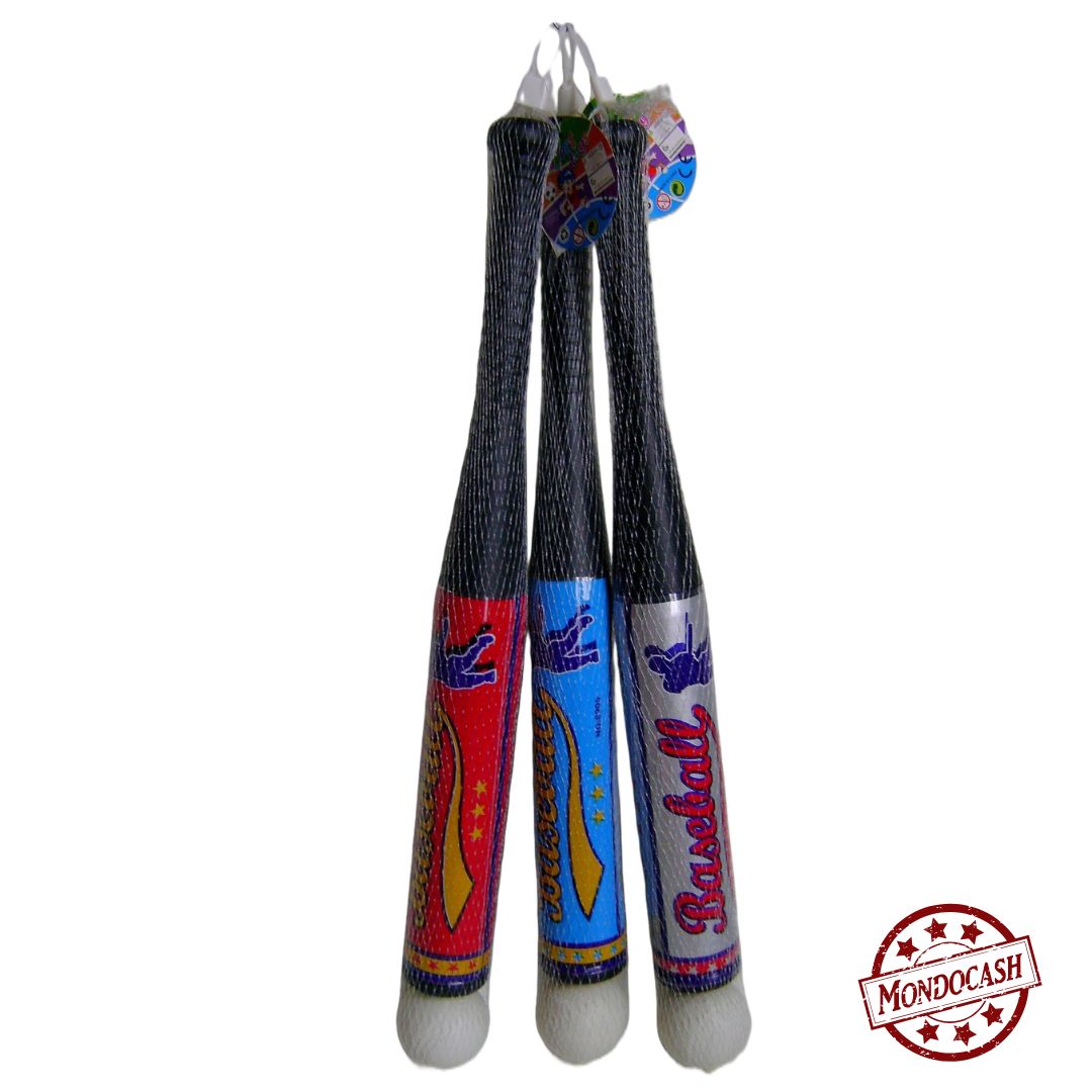 Jouet de batte de baseball avec sa balle, emballé sous filet