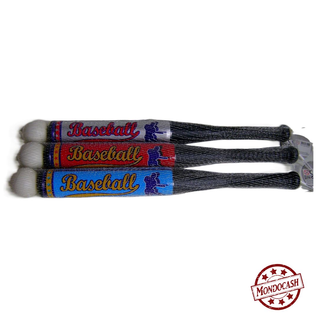 Jouet de batte de baseball avec sa balle, emballé sous filet