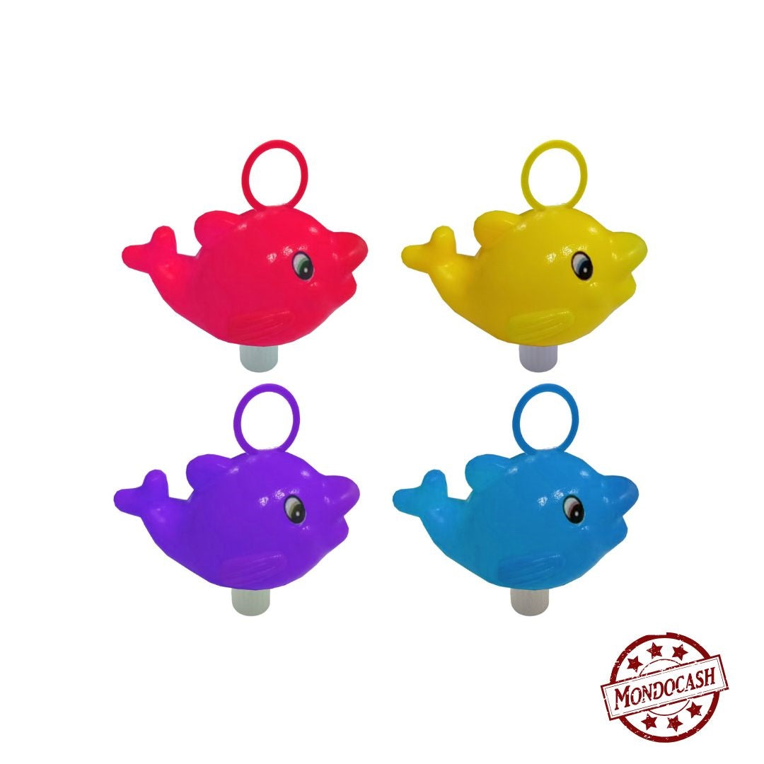 Dauphins de pêche flottant pour pêche à la ligne (grand modèle) de couleurs rose, jaune, violet et bleu