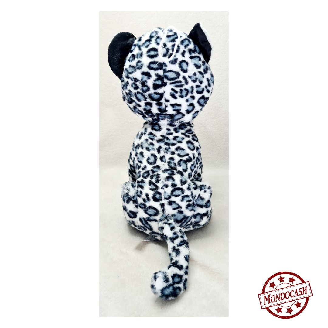 Peluche animaux assis, tigre, panthère, dalmatien, éléphant de couleurs blanc, noir, gris
