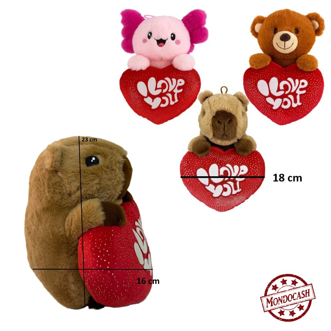 PELUCHE ANIMAUX COEUR 23 CM X6PCS (MJ30530) 48/6