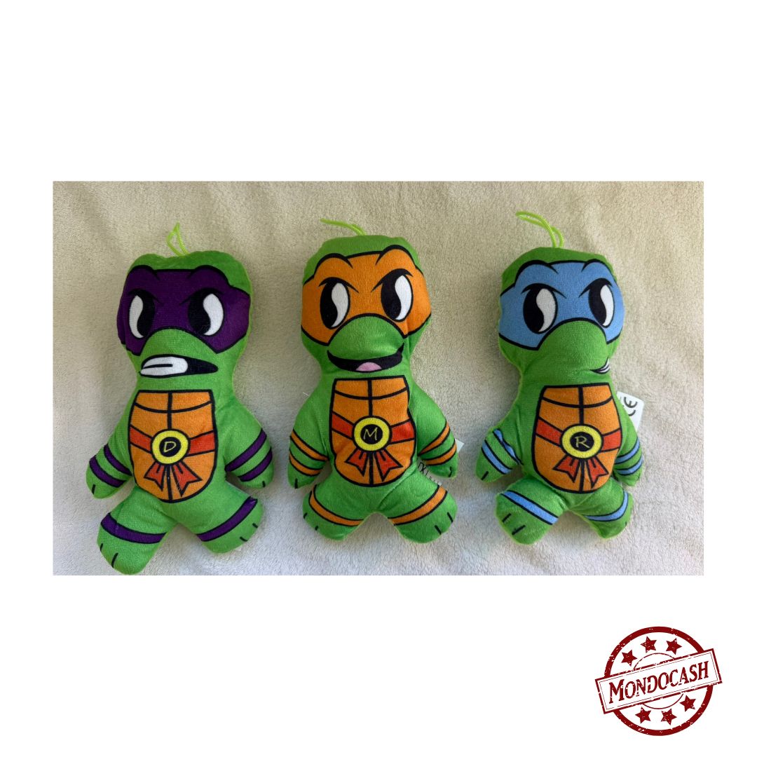 Peluche tortue, imprimée sur une face de couleur verte