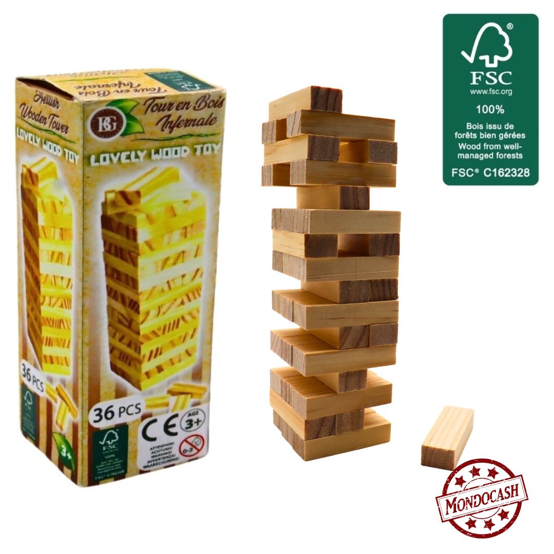 TOUR INFERNALE EN BOIS 36PCS (BG40317) 144/24