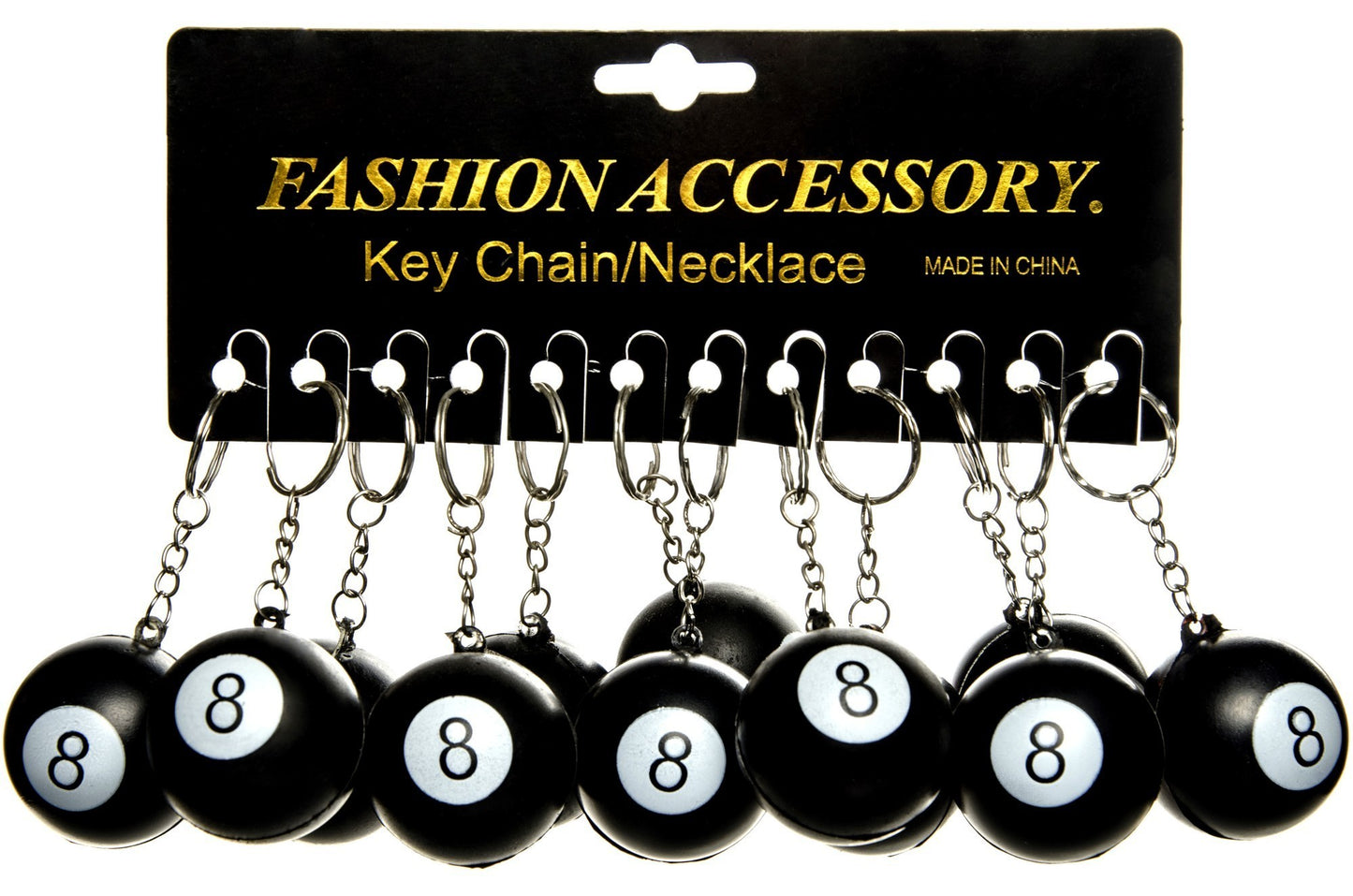 PORTE CLE BOULE NOIR BILLARD X12PCS (LG7722)