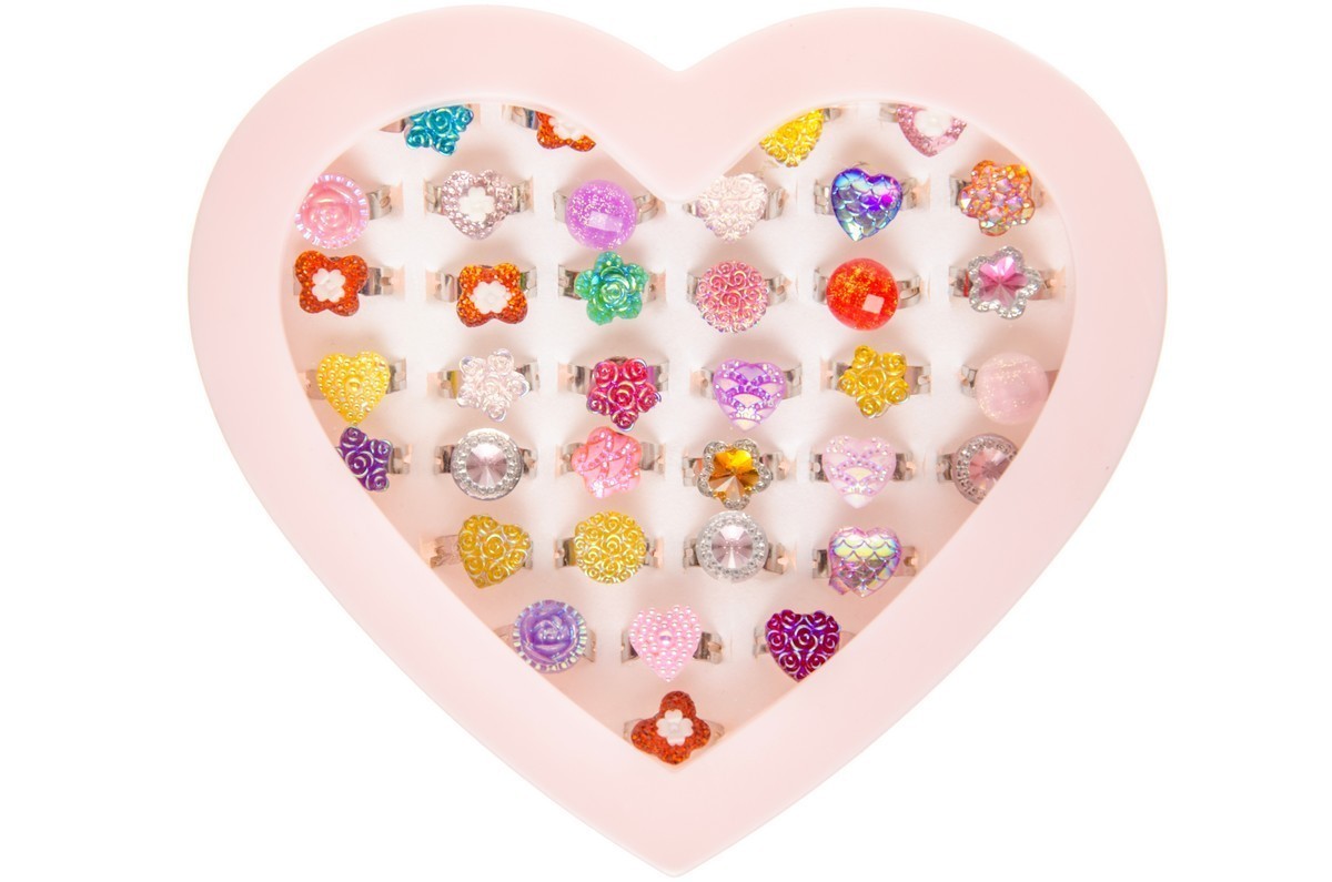 BAGUES 36 PCS BOITE COEUR (LG0431)