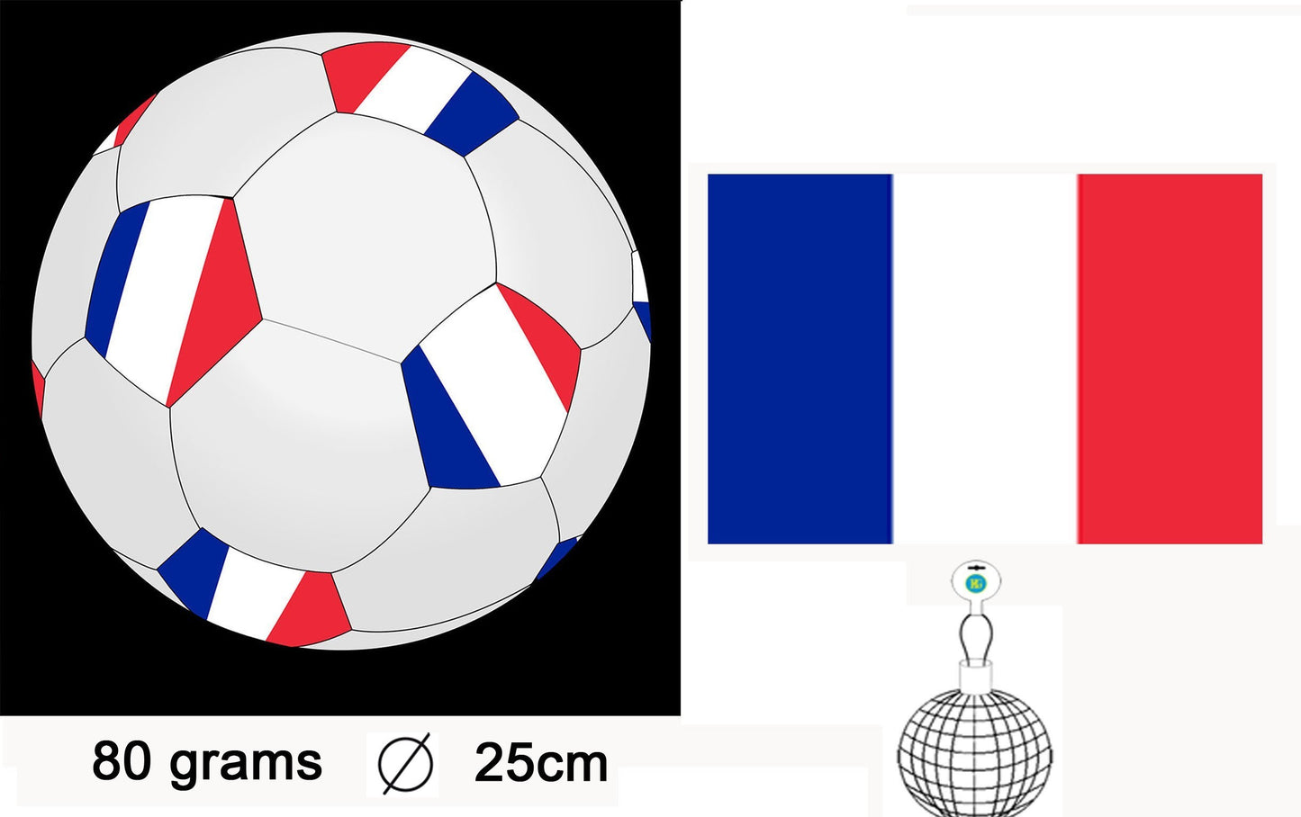 BALLON FOOT FRANCE 23CM (BG22375) 24/144/288