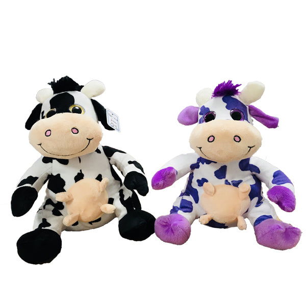 PELUCHE VACHE NOIR/VIOLETTE 25 CM (MJ4407) 6/60