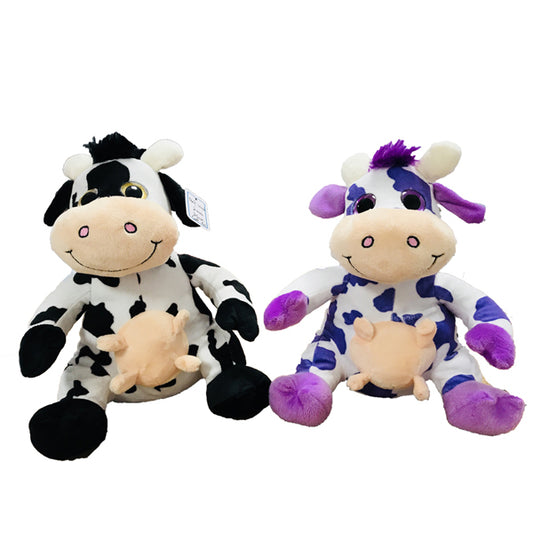 PELUCHE VACHE NOIR/VIOLETTE 25 CM (MJ4407) 6/60