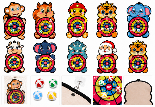 CIBLE VELCRO ANIMAUX 40 CM 3 BALLES (TF61393) 144