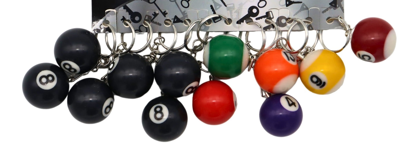PORTE CLE BOULE BILLARD COULEUR X12PCS (MJ1567)