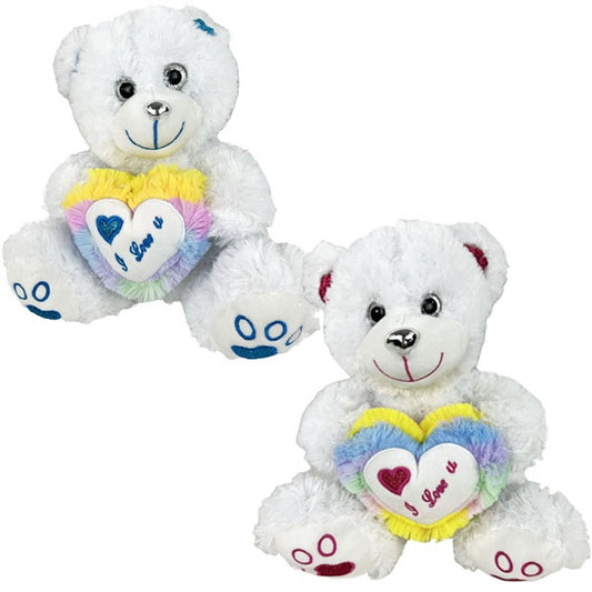 PELUCHE OURS BLANC COEUR AEC 2A 24CM (MJ40423) 6/48