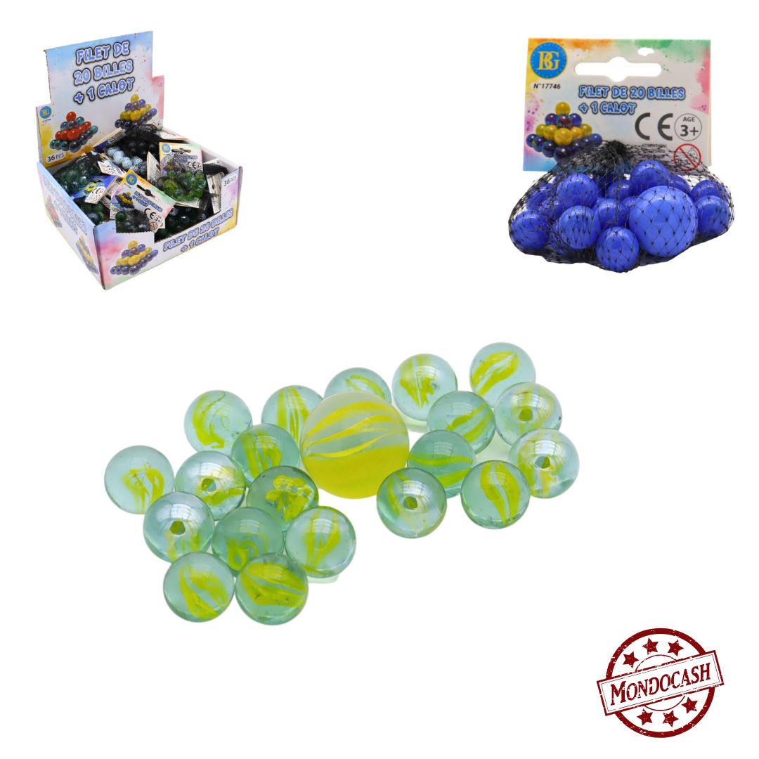 BILLES VERRE 20PCS ET 1 CALOT (BG17746) 144/36