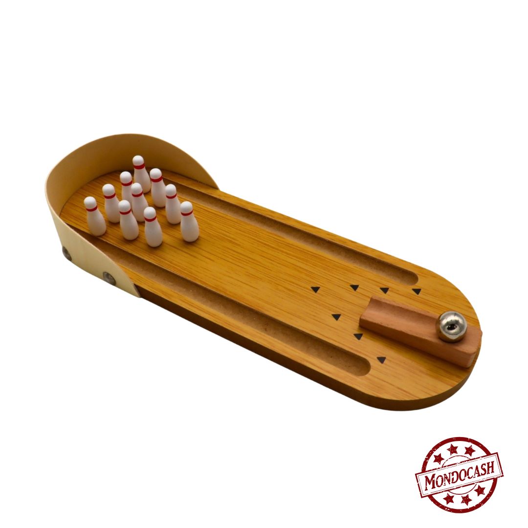 Jeu de bowling en bois avec 10 quilles et une bille en métal