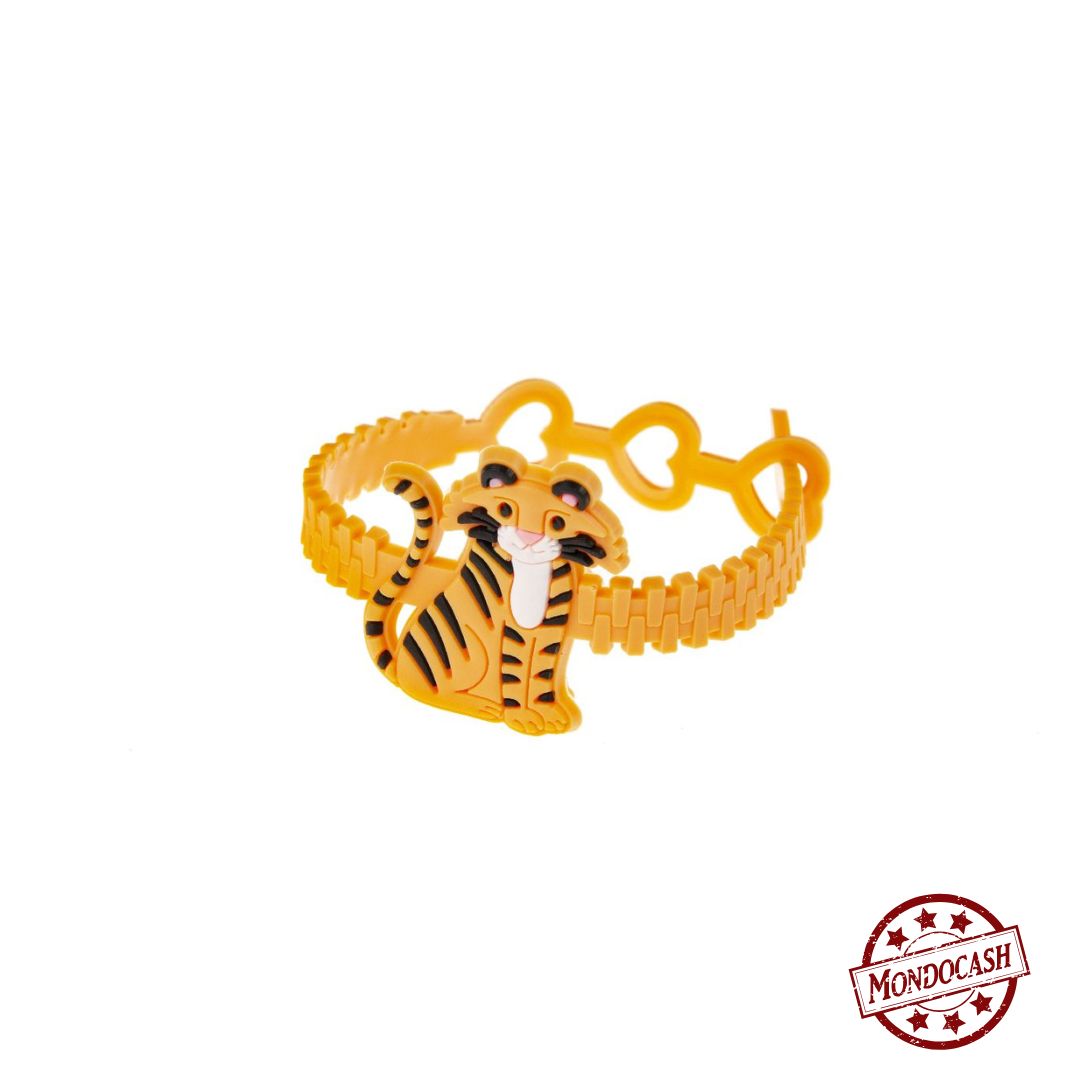 Bracelet en silicone ajustable avec un animal sauvage, girafe, singe, éléphant, lion, rhinocéros, tigre