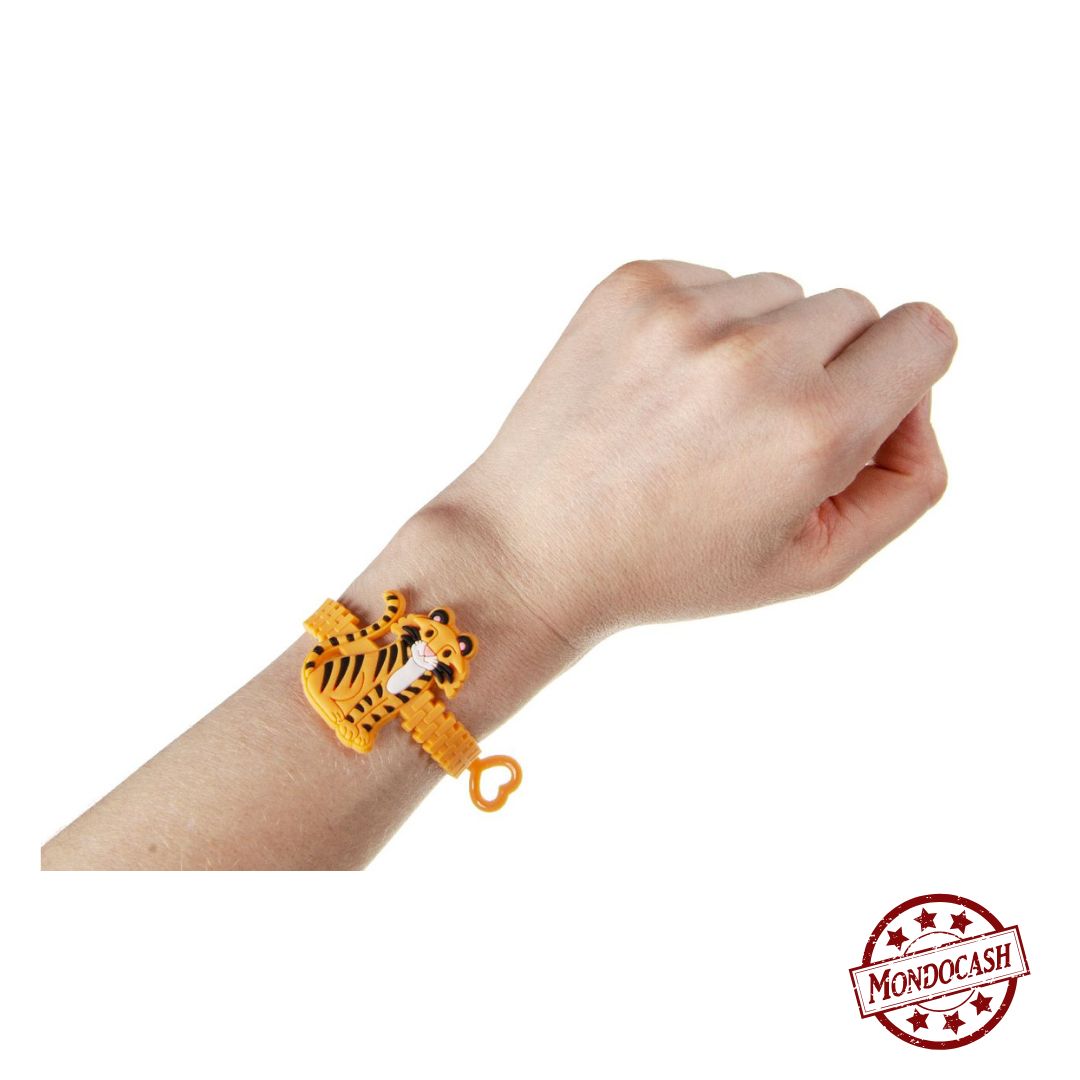Bracelet en silicone ajustable avec un animal sauvage, girafe, singe, éléphant, lion, rhinocéros, tigre