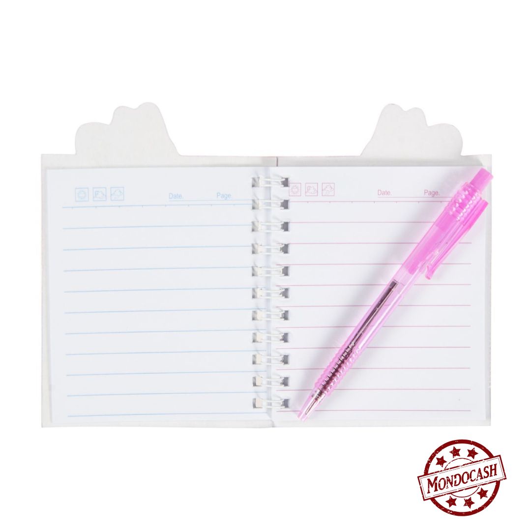 Carnet à spirales, 38 pages avec un stylo billes sur le thème de la chouette