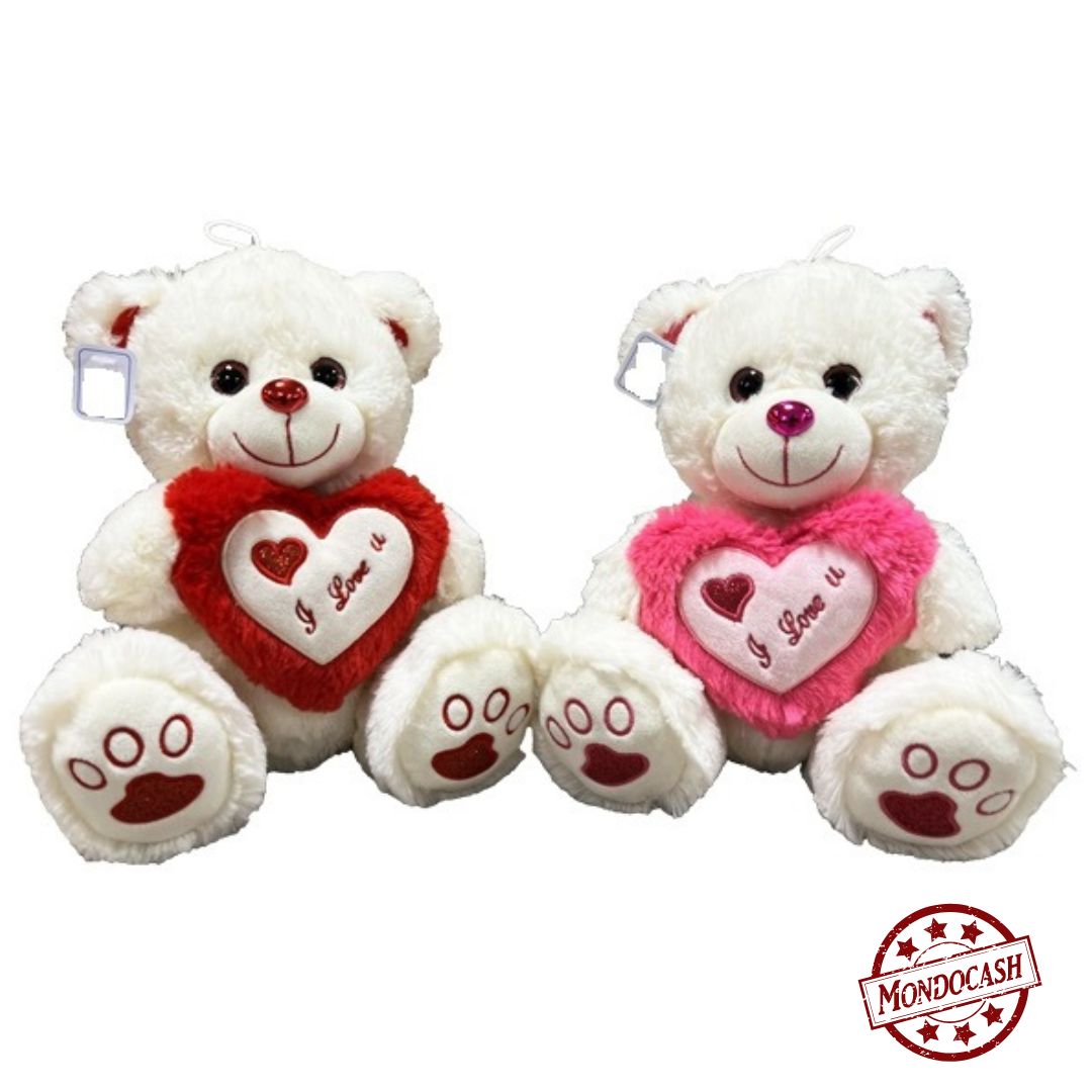 GROSSE PELUCHE OURS BLANC COEUR I LOVE YOU 60 CM (MJ80436)
