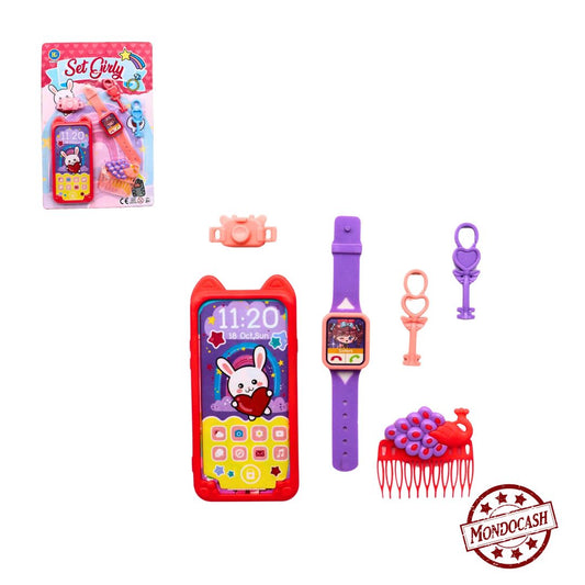 un set ludique et tendance avec ce coffret Bijoux & Beauté ! Composé d'un téléphone factice de 15 cm et de 5 accessoires (bagues, bracelet, miroir…), ce kit est idéal pour les jeux d’imitation. Il stimule l’imagination et permet aux enfants de s’amuser tout en développant leur créativité.