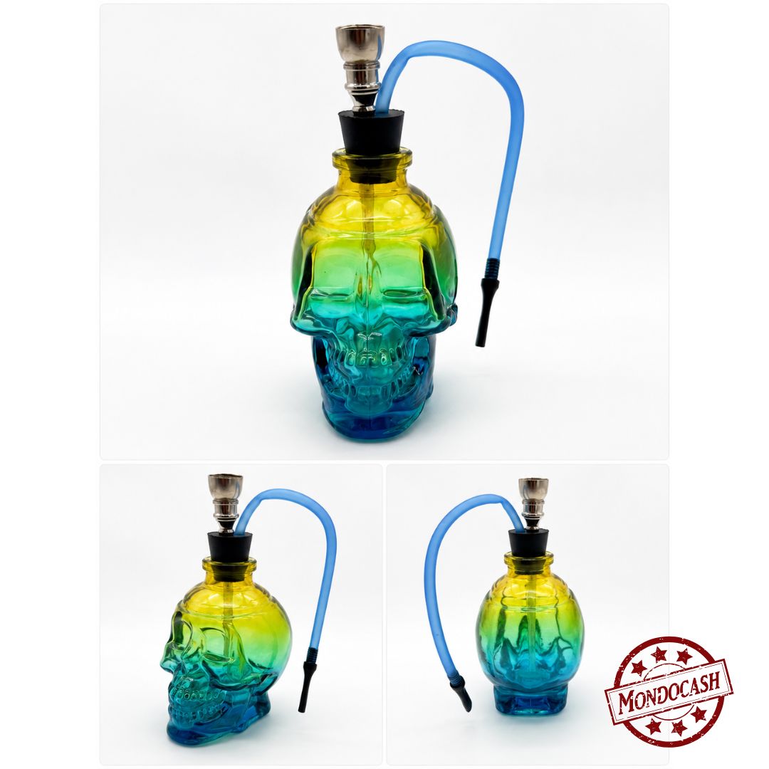 NARGUILE TETE DE MORT BICOLORE 14,5 CM 14(10371)