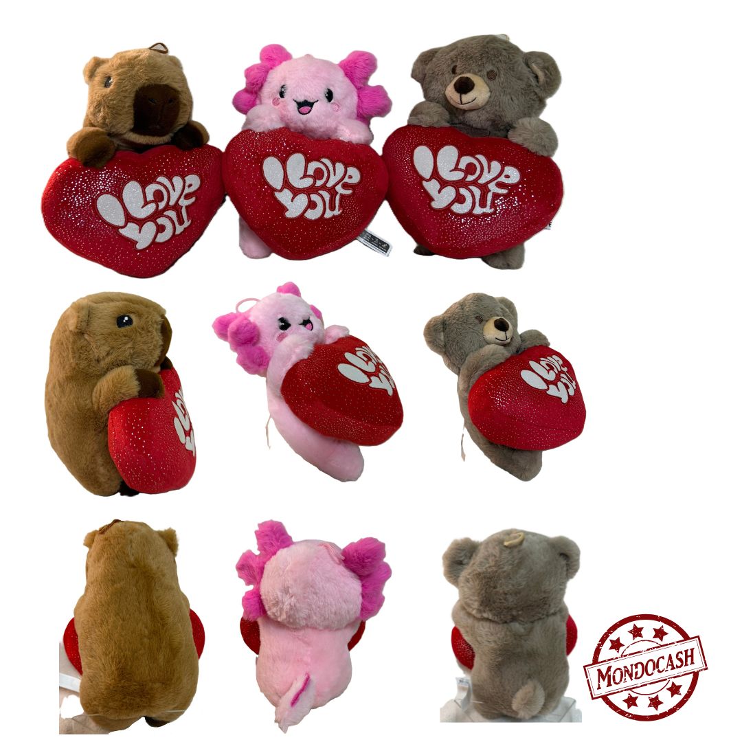 PELUCHE ANIMAUX COEUR 23 CM X6PCS (MJ30530) 48/6