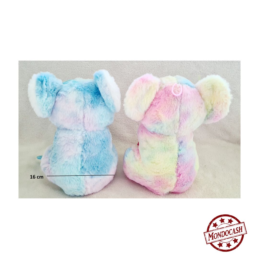Peluche koala coloré rose ou bleu avec un doudou assorti