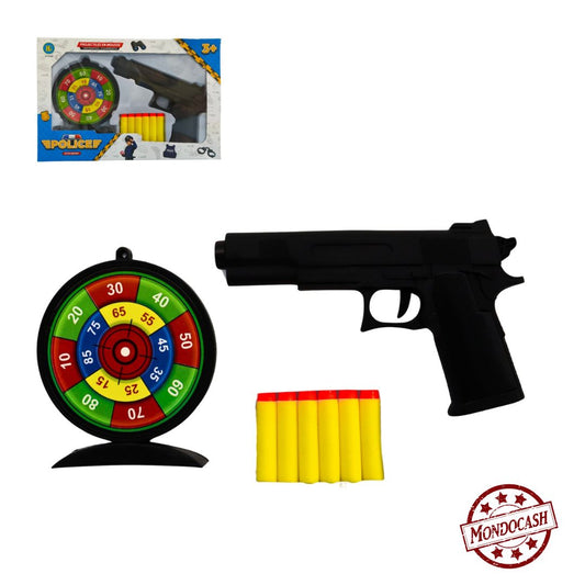 PISTOLET 18 CM 6 FLECHES MOUSSES (BG27929) 72/24