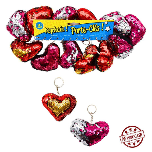 PORTE CLE COEUR PAILLETTE X12PCS (BG19719)