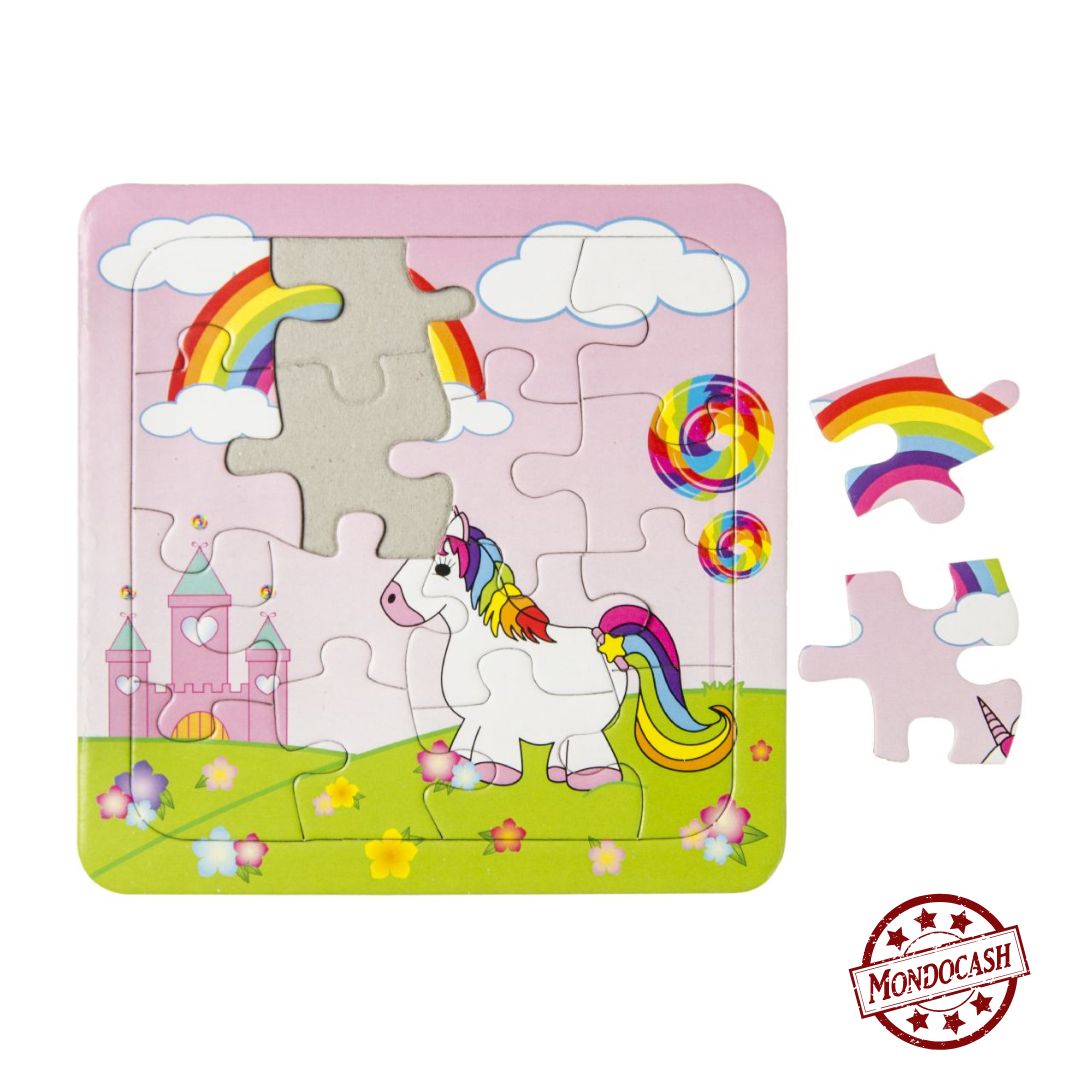 Jeu de puzzle en carton de 16 pcs sur le thème licorne