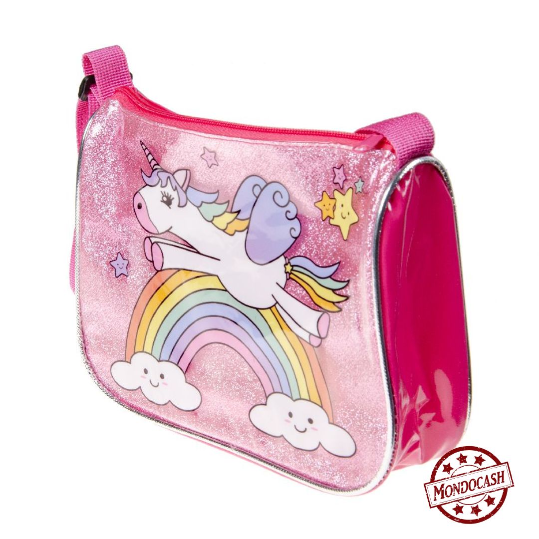 Sac à main de couleur rose sur le thème de la licorne