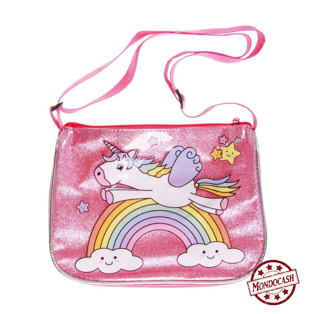 Sac à main de couleur rose sur le thème de la licorne