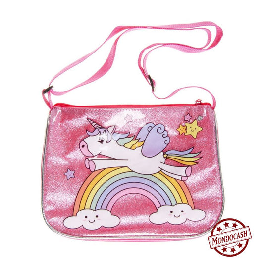 Sac à main de couleur rose sur le thème de la licorne