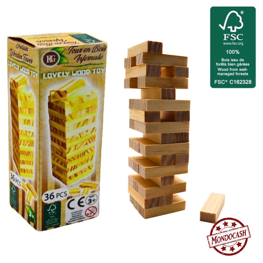 TOUR INFERNALE EN BOIS 36PCS (BG40317) 144/24