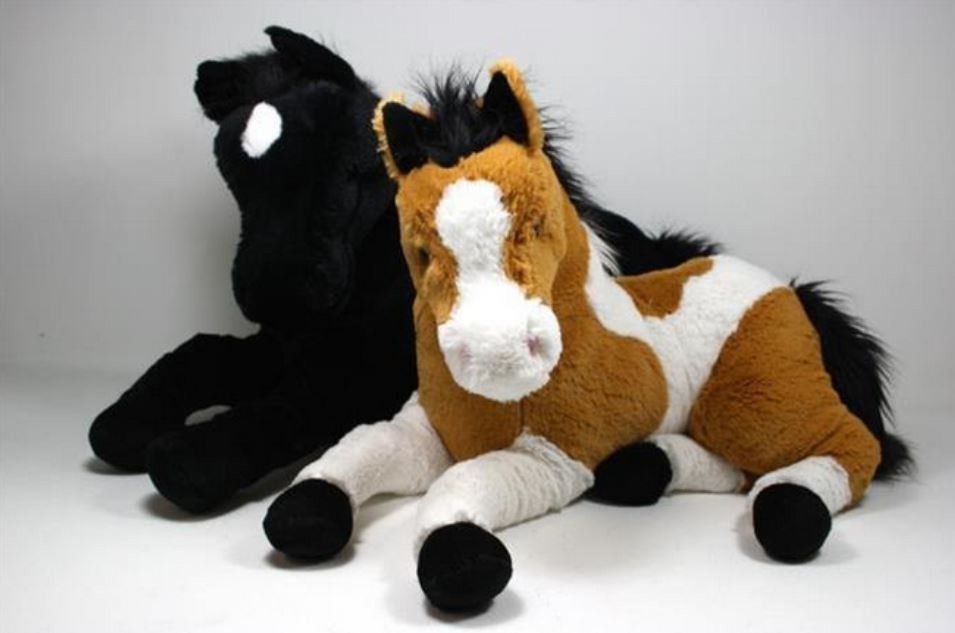 Peluche cheval allong?�, 2 couleurs naturelles assorties - peluche �?? MONDOCASH