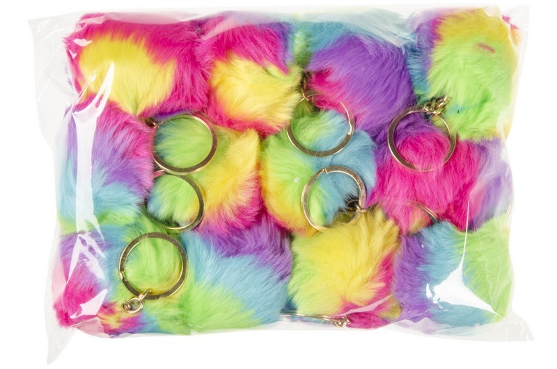 PORTE CLE BOULE POILUE AEC 8CM X12PCS (LG9848) 300