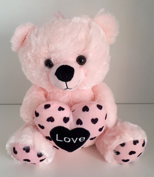 PELUCHE OURS ROSE AVEC COEUR 28 CM (MJ4377) 30/6