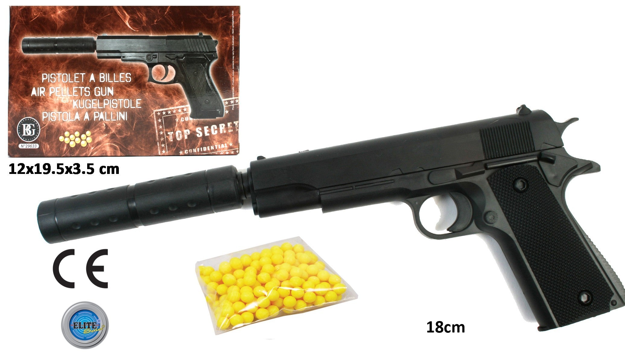 285503 Pistolet jouet en plastique revolver 6 mm avec billes incluses