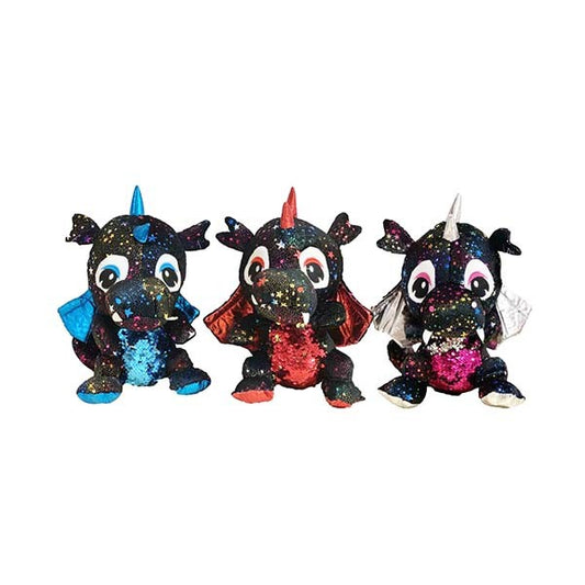 GROSSE PELUCHE DRAGON NOIR SEQUIN 60 CM (MJ9365)